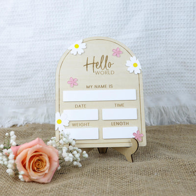 Baby Girl Birth Announcement, Hello World Baby Name Sign (Marker Included) , Birth Stat Sign, Birth Announcement Sign, Newborn Photo Prop
