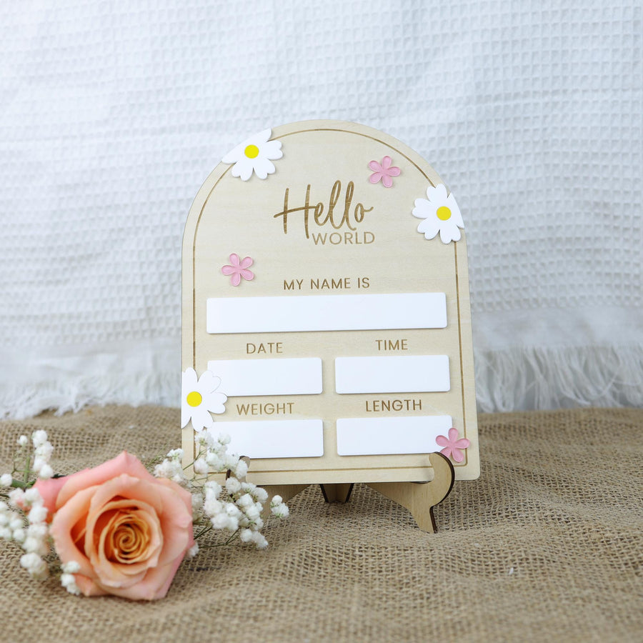 Baby Girl Birth Announcement, Hello World Baby Name Sign (Marker Included) , Birth Stat Sign, Birth Announcement Sign, Newborn Photo Prop