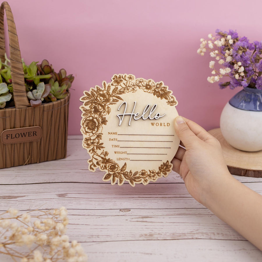 Floral Baby Name Announcement Sign With Birth Stats, Baby Arrival Announcement Sign, Baby Name Reveal, Personalized Baby Announcement Sign