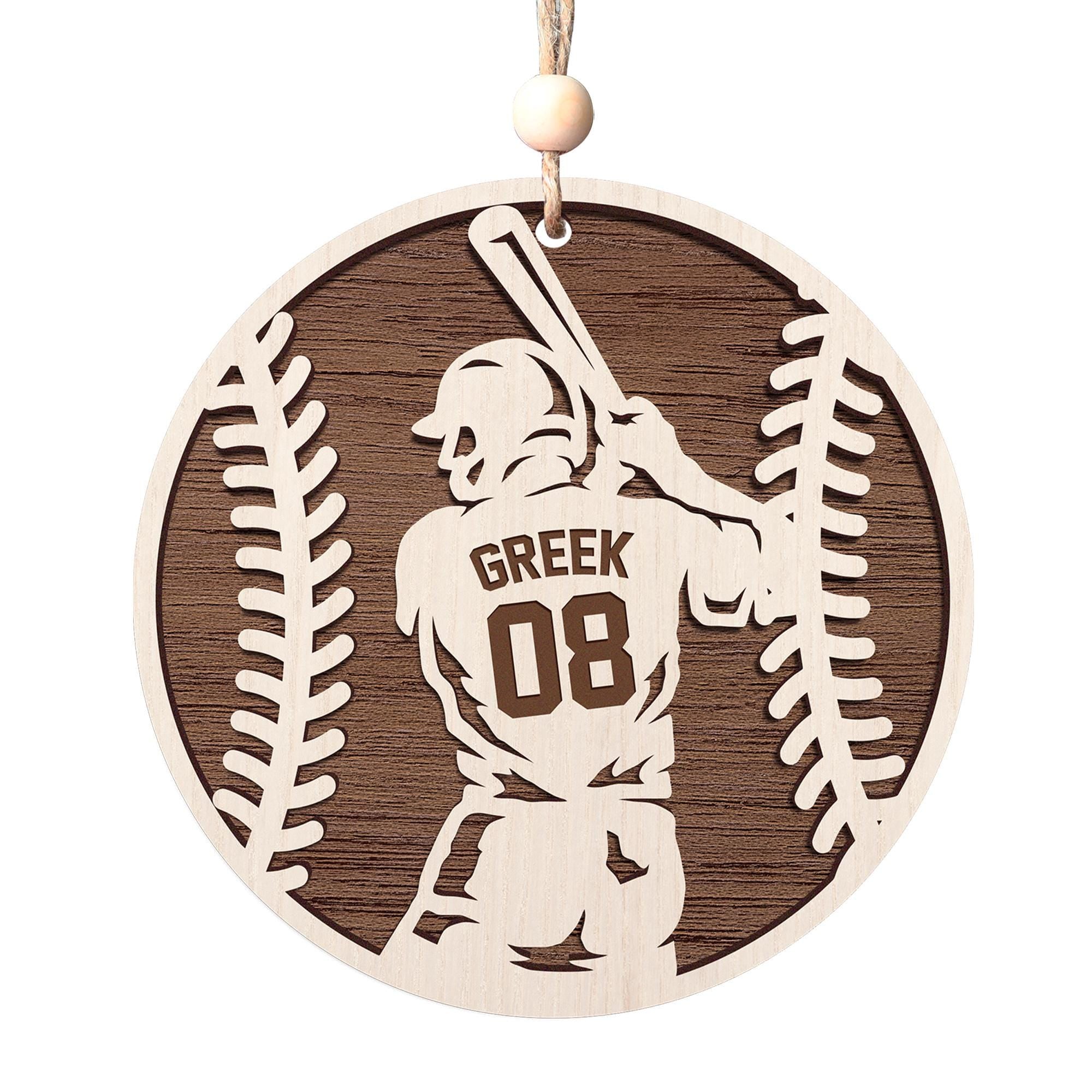 Personalized Baseball Christmas Ornament - Custom Wooden Player Jersey Ornament - Sports Team Holiday Keepsake