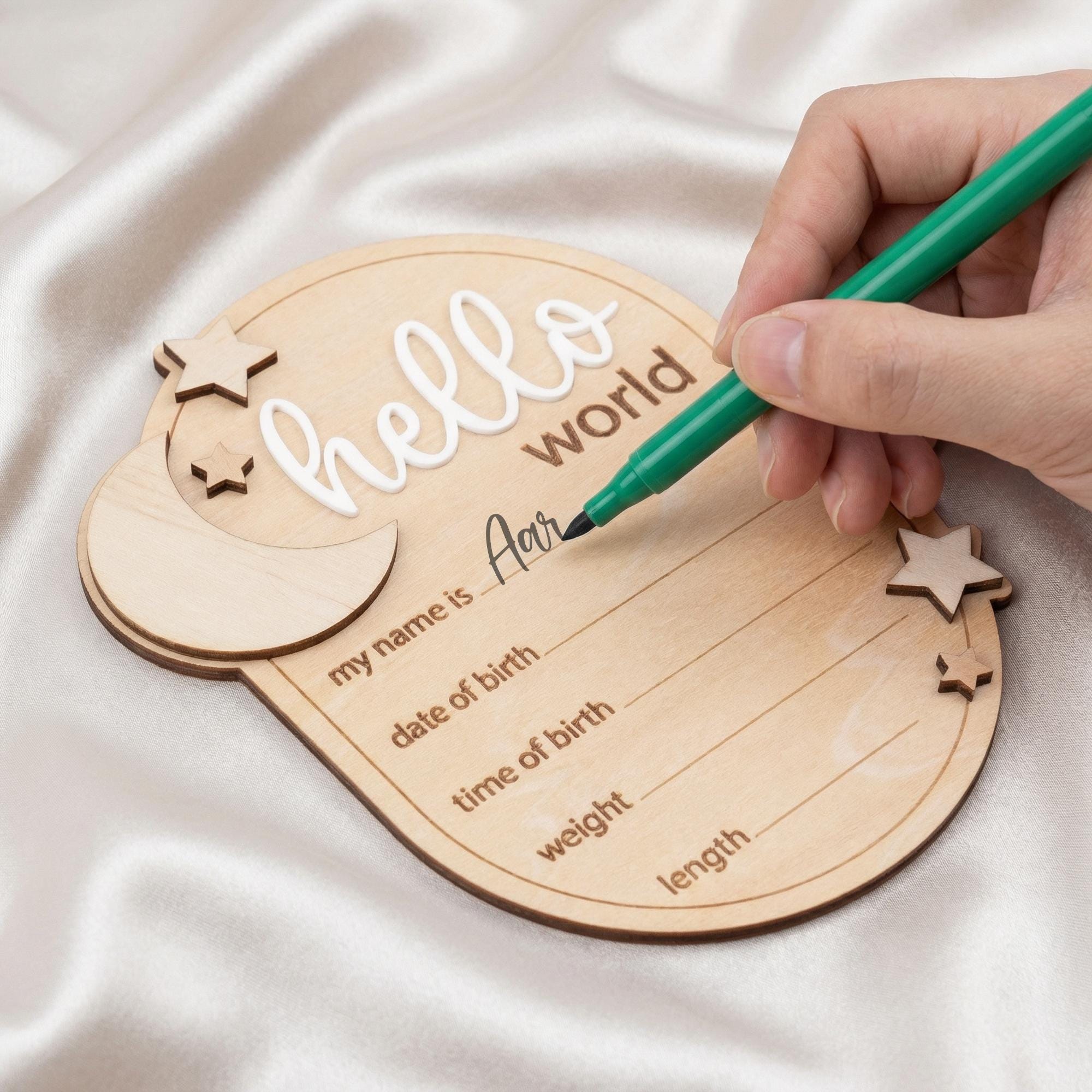 Hello World Baby Announcement Sign Hello World Sign Birth Stats Sign Custom Baby Name Sign Newborn Photo Prop Baby Shower Gift