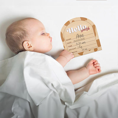 Wooden Hello World Birth Announcement Sign, Layered Baby Name Sign, Rustic Newborn Photo Prop,Birth Announcement Sign For Hospital,Baby Gift