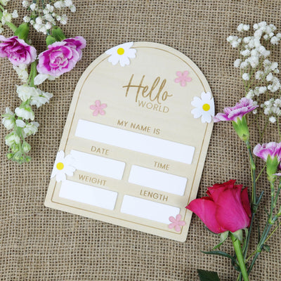 Baby Girl Birth Announcement, Hello World Baby Name Sign (Marker Included) , Birth Stat Sign, Birth Announcement Sign, Newborn Photo Prop