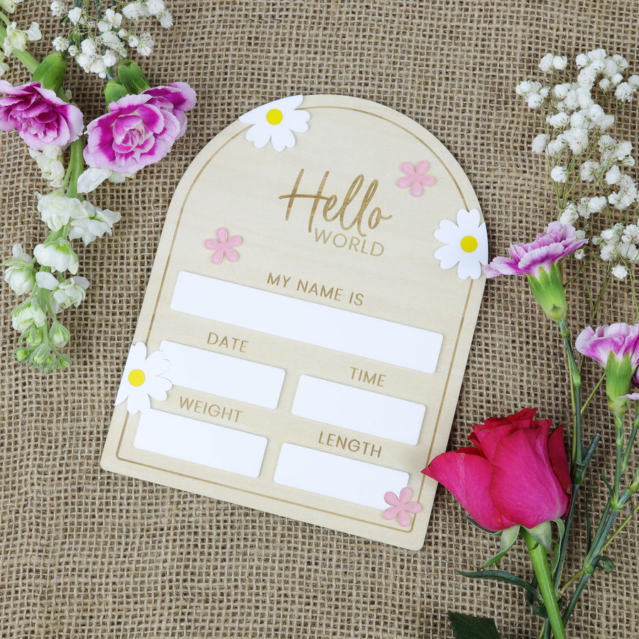 Baby Girl Birth Announcement, Hello World Baby Name Sign (Marker Included) , Birth Stat Sign, Birth Announcement Sign, Newborn Photo Prop