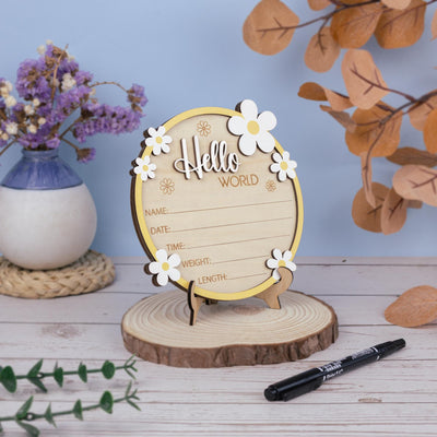 Hello World Sign, Daisy Birth Stats Sign, Daisy Birth Announcement,Baby Name Reveal For Hospital,Baby Name Reveal Baby Shower,Baby Name Sign