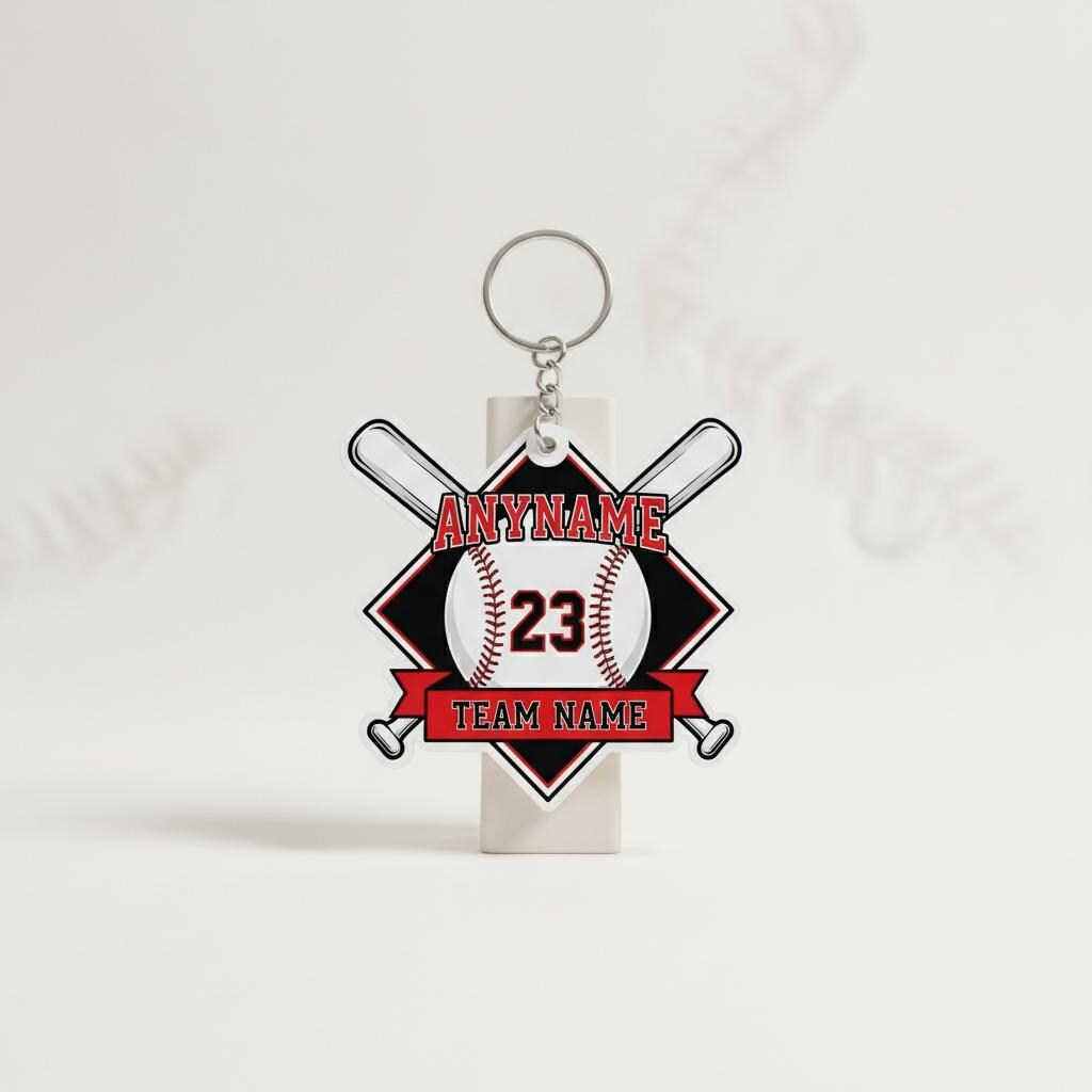 Personalized Baseball Keychain Custom Player Name Number Team Name, Baseball Team Gift, Little League Player Keychain
