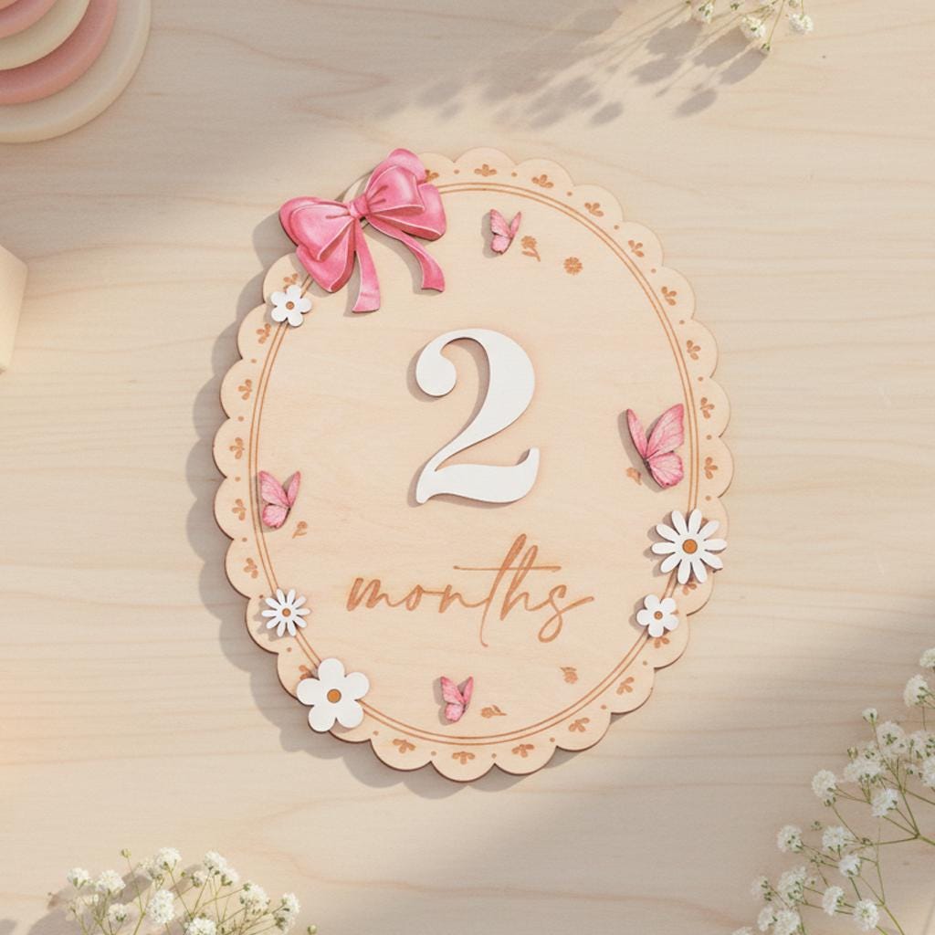 Baby Monthly Milestone Sign Double Sided Month Months Disc 1-12 Months Baby Photo Prop First Year Milestone Newborn Prop