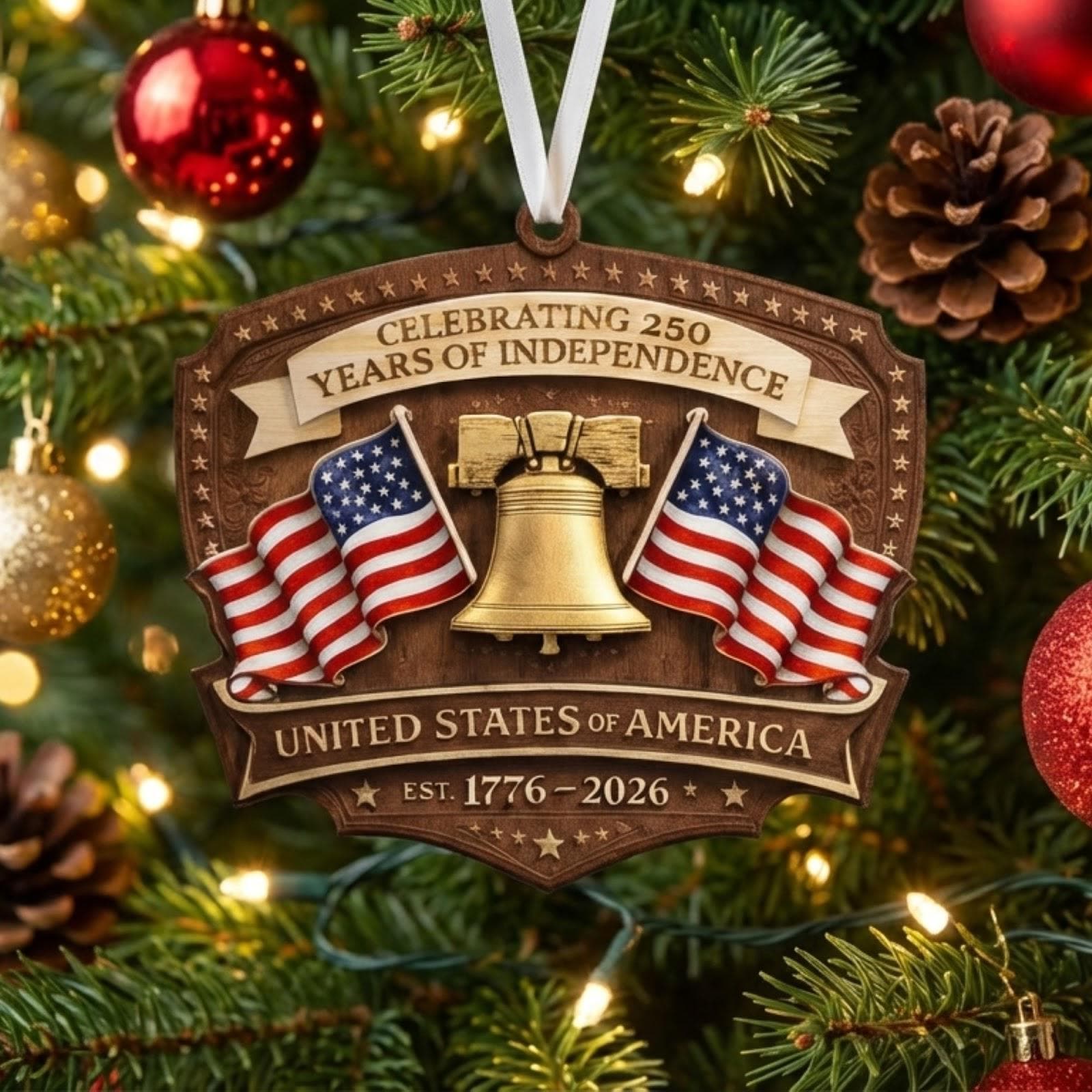 USA 250th Ornament, Semiquincentennial Gift, 1776-2026 Liberty Bell Acrylic Keepsake, Patriotic United States Decor