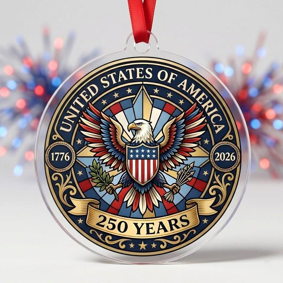 United States 250th Ornament, Great Seal Eagle Emblem, 1776-2026 Patriotic Anniversary Gift, USA 250 Years Decor, America Birthday