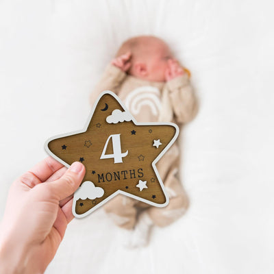 Baby Monthly Milestone Marker, Scalloped Monthly Baby Milestone Disc, Newborn Infant Month Prop, Baby Shower Gift, Night Sky Baby Photo Prop
