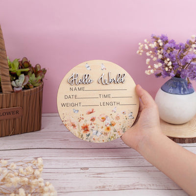 Baby Girl Birth Announcement Sign for Hospital, Baby Photo Prop, Baby Shower Gift, Newborn Gift, Wood Birth Stat Sign, Nursery Decor