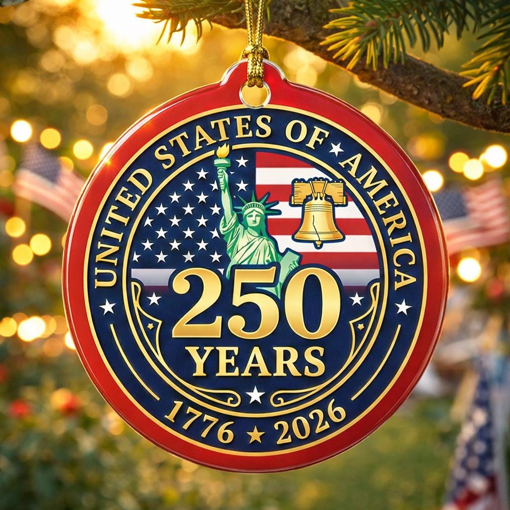 United States 250 Years Ornament, Semiquincentennial Official Style Gift, 1776-2026 Liberty Bell Decor, America 250th Keepsake