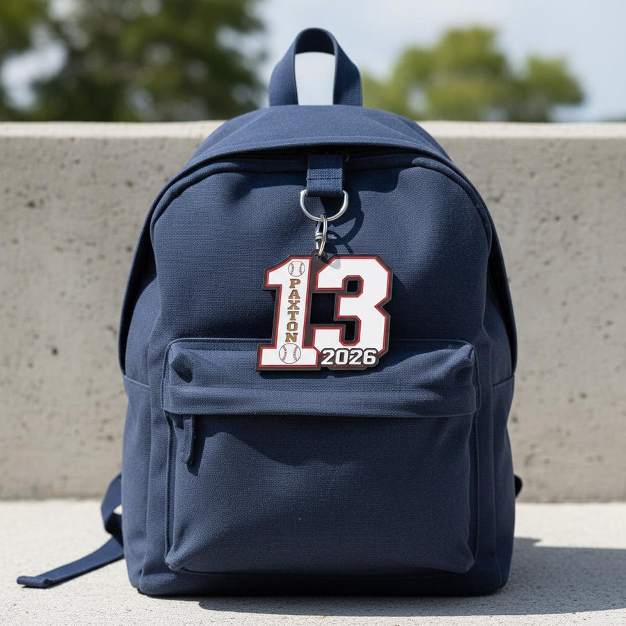 Personalized Baseball Number Keychain Custom Player Name Number and Year, Acrylic Baseball Player Gift, Little League Team Gift