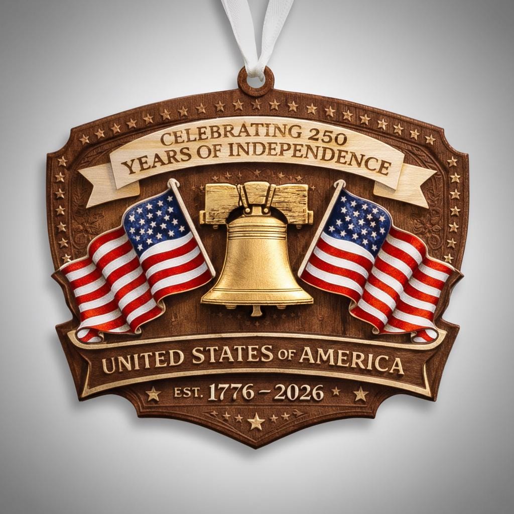 USA 250th Ornament, Semiquincentennial Gift, 1776-2026 Liberty Bell Acrylic Keepsake, Patriotic United States Decor