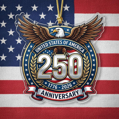 USA 250th Anniversary Ornament, Semiquincentennial Silver Eagle Gift, 1776-2026 Patriotic Acrylic Decor, America Milestone Keepsake