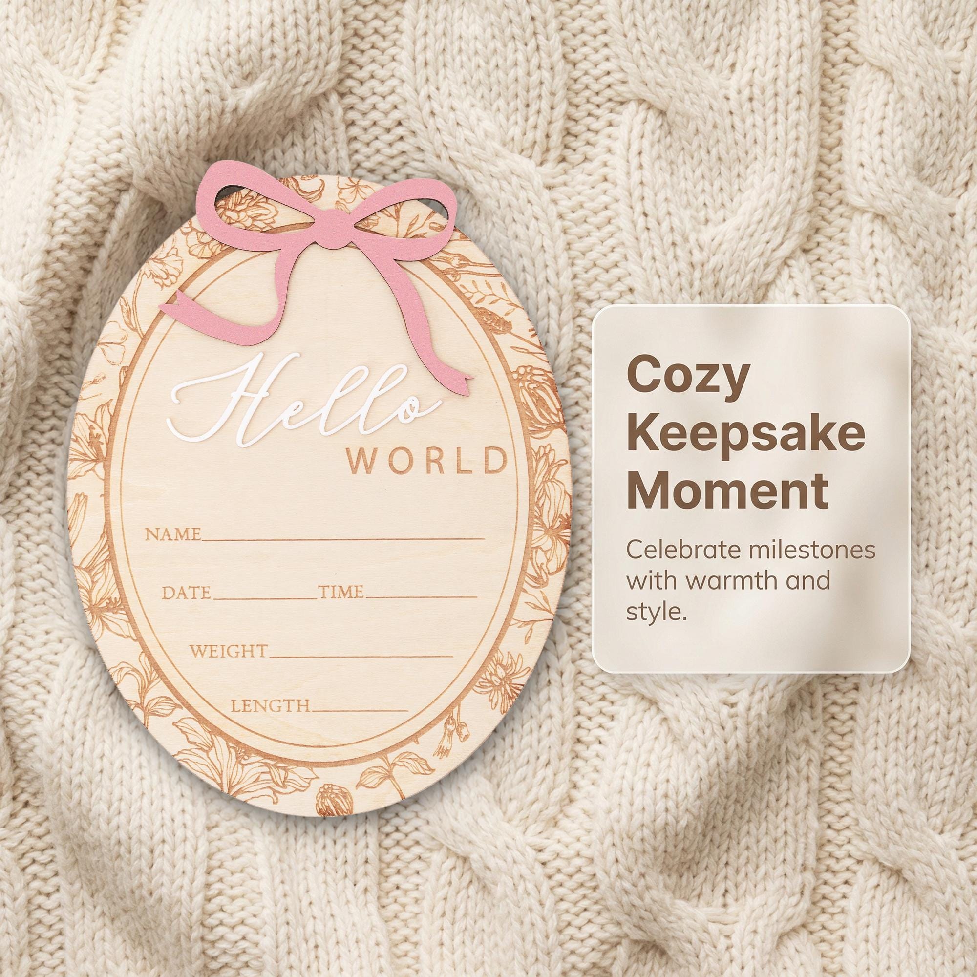 Hello World Baby Announcement Sign Personalized Birth Stats Sign Newborn Hospital Photo Prop Baby Girl Announcement Gift