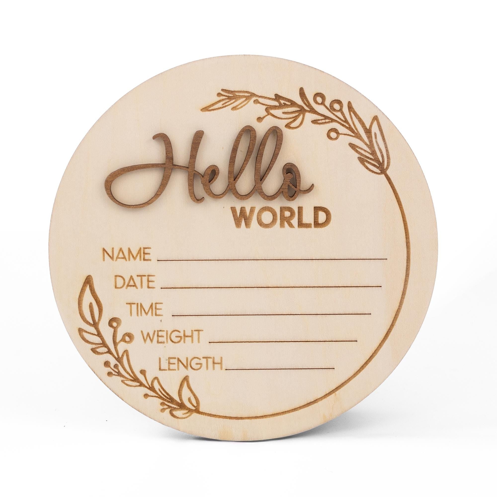 Hello World Name Sign, Personalised Wooden Name Sign For Nursery, 3D Baby Birth Announcement Sign, Name Reveal Idea, Baby Arrival Sign