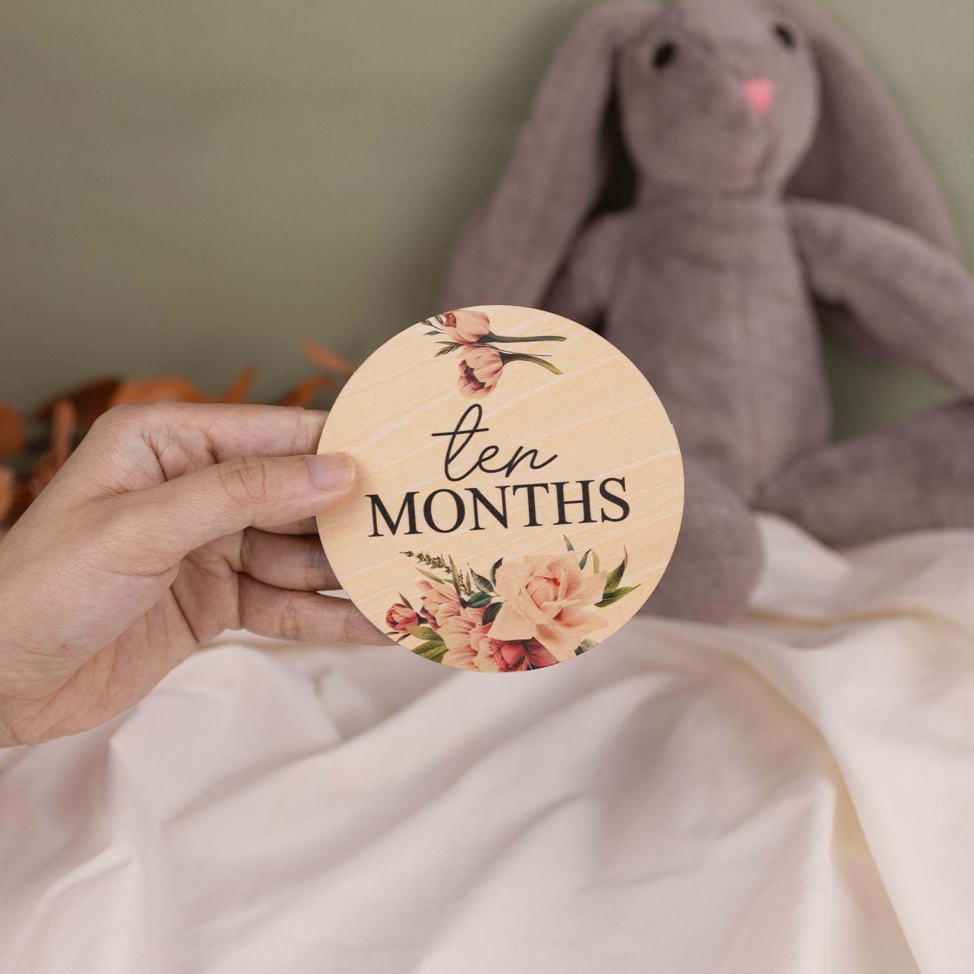 Wooden Baby Milestone Discs Set, Floral Monthly Photo Props For Baby Birl, Baby Shower Gift,Monthly Milestone  Signs,Monthly Signs Baby Girl