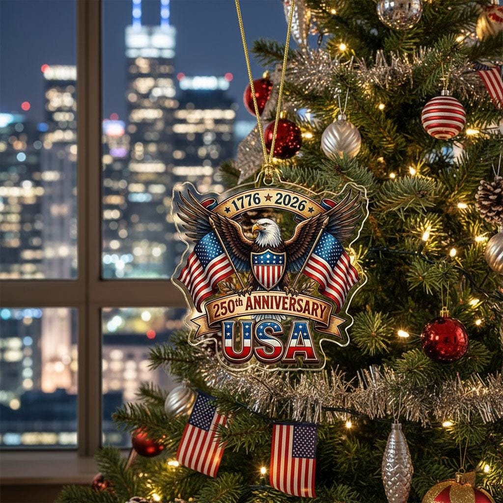 USA 250th Anniversary Ornament, Semiquincentennial Eagle Gift, 1776-2026 Patriotic Acrylic Keepsake, America Birthday Tree Decor