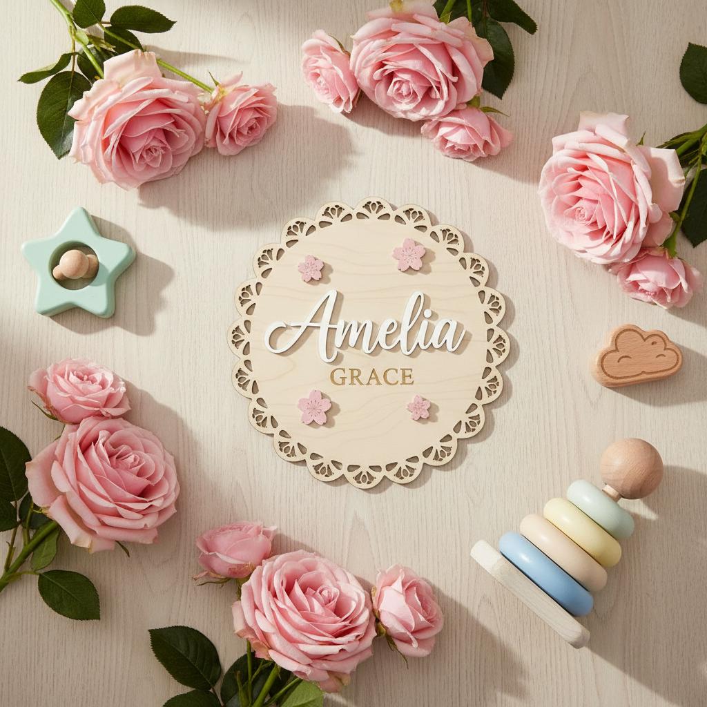 Personalized Wooden Baby Name Sign, Hospital Baby Girl Name Sign, Baby Name Reveal, Baby Shower Gift, Nursery Decor