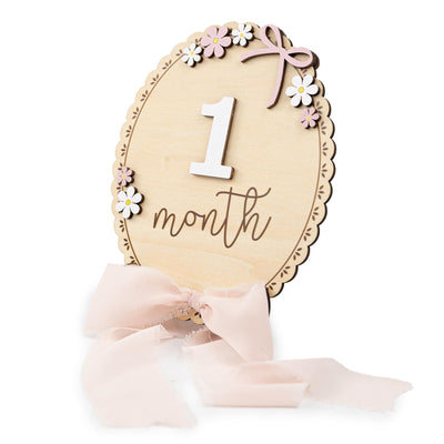 Wooden Monthly Milestone For Girls, Baby Photo Prop Newborn, Newborn Month Markers, Rustic Nursery Decor, Baby Milestone Cards, Baby Shower