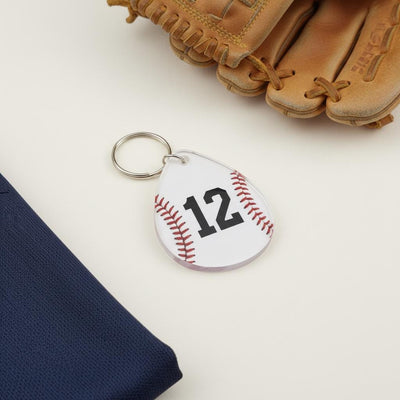 Personalized Baseball Number Keychain, Custom Jersey Number Baseball Keychain, Acrylic Baseball Bag Tag, Baseball Player Gift