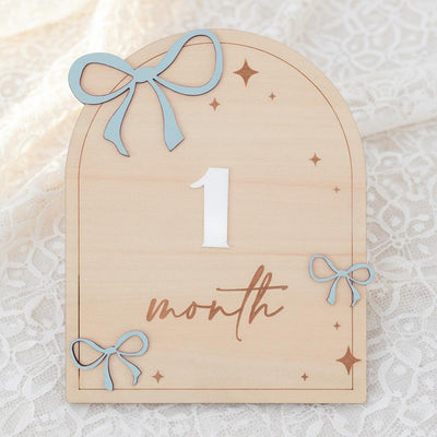 Wooden Baby Milestone Signs 1–12 Months | Monthly Photo Props
