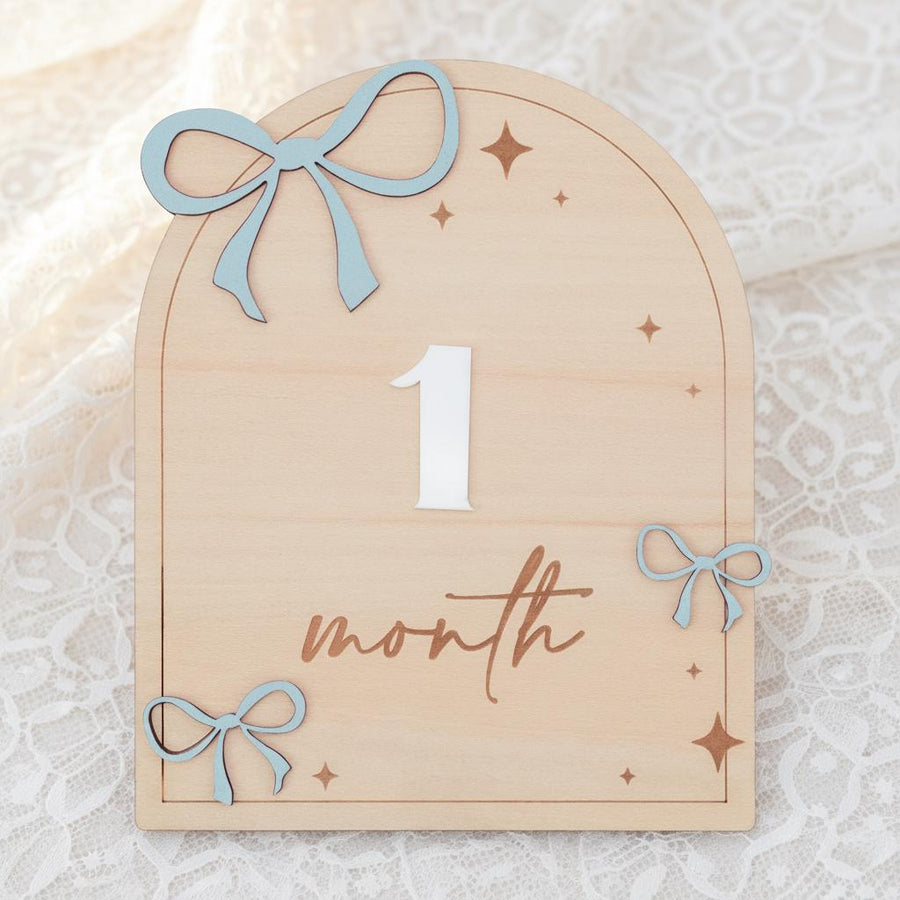 Wooden Baby Milestone Signs 1–12 Months | Monthly Photo Props