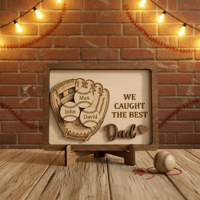Personalized Baseball Dad Gift Custom Kids Names Wood Sign, Baseball Father Gift, Little League Dad Keepsake, Baseball Family Decor