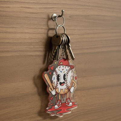 Cute Baseball Keychain, Cartoon Baseball Acrylic Keychain, Baseball Bag Charm, Baseball Player Gift, Little League Gift