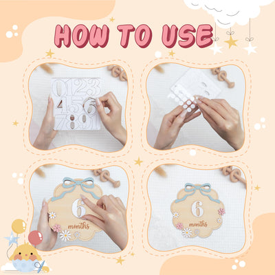 Wooden Baby Monthly Milestone Signs Set, Floral Nursery Photo Props
