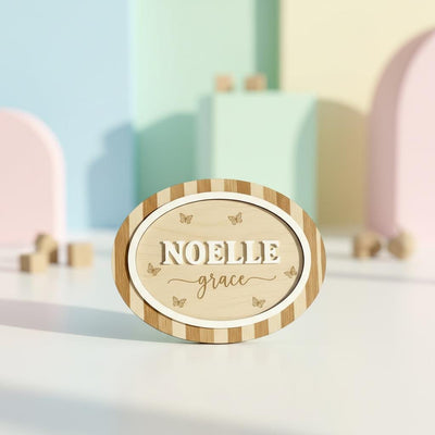 Personalized Wooden Baby Name Sign with Butterflies