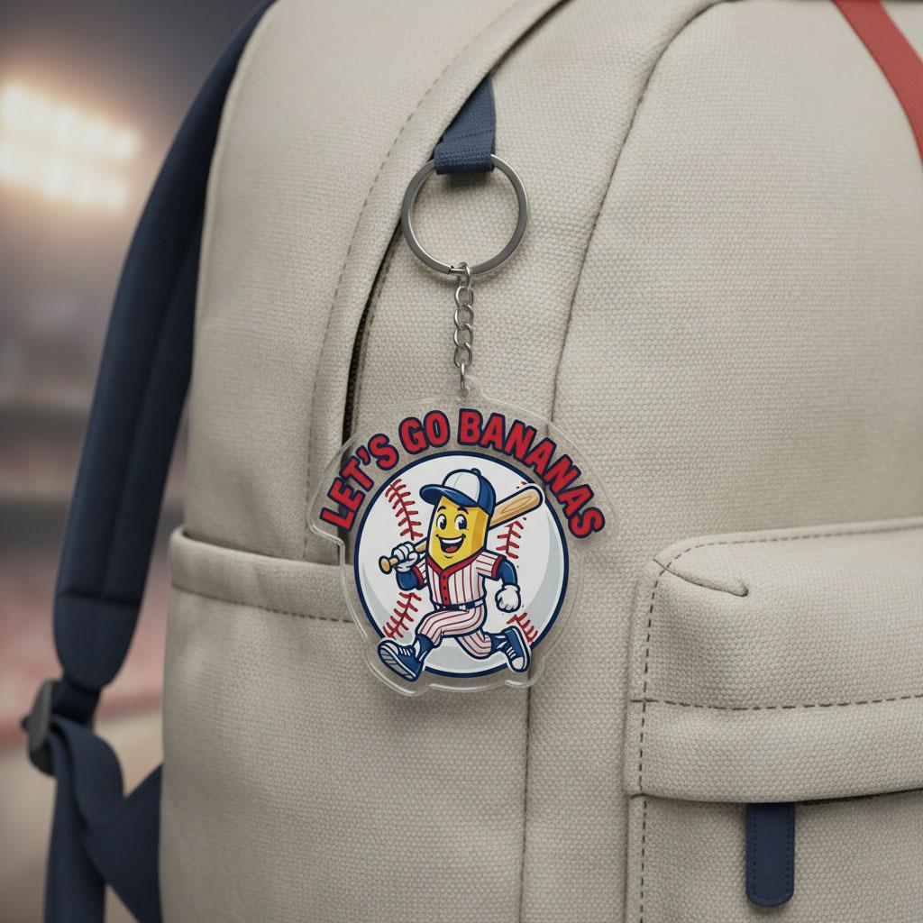 Funny Baseball Keychain, Cute Baseball Fan Keychain, Baseball Bag Charm, Acrylic Baseball Keychain, Baseball Lover Gift