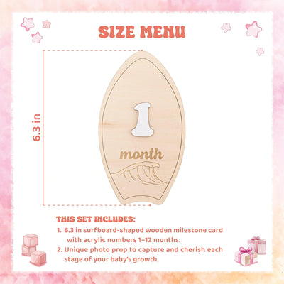 Surfboard Baby Month Milestone, Baby Milestone Sign, Beach Theme Newborn Photo Prop, Coastal Baby Monthly Milestone, Wooden Nursery Decor
