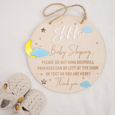 Baby Sleeping Sign, Do Not Disturb Baby Sleeping, Dont Ring Doorbell Sign, Front Door Sign, Do Not Knock Or Ring Bell, Baby Shower Gift