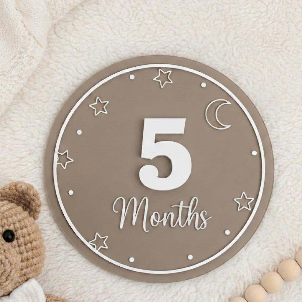 Acrylic Baby Monthly Milestone Sign with Numbers, Newborn Photo Prop