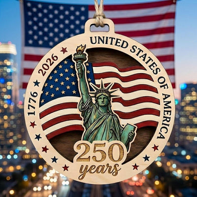Statue of Liberty Ornament 2026, 250th Anniversary Wood Decor, 1776-2026 Patriotic Gift, Layered Wooden Liberty USA Milestone Keepsake