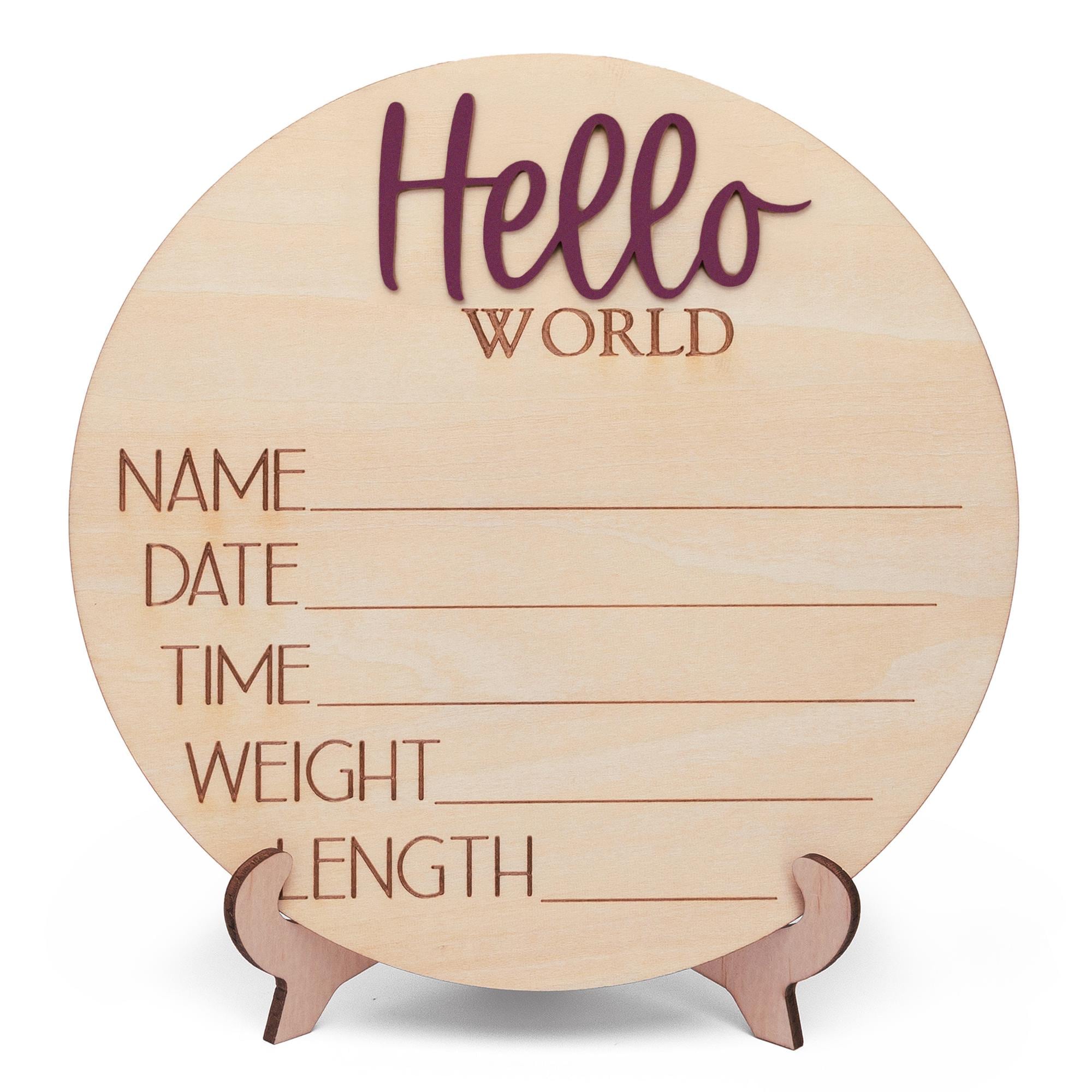Baby Birth Stats Sign Hello World Personalized Wooden Newborn Decor