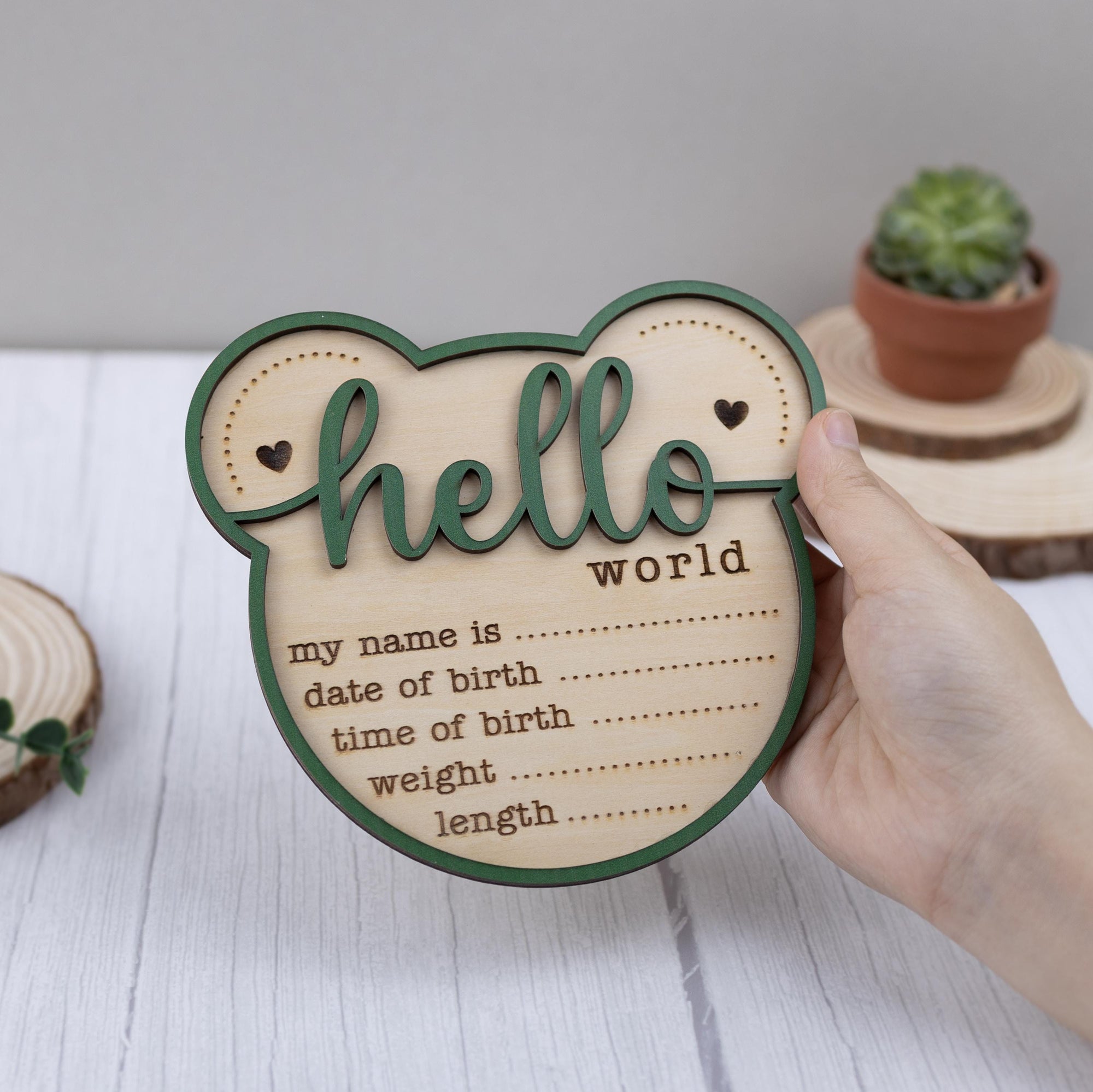 Baby Announcement Sign, Bear Baby Name Sign, Hello World Sign, Baby Boy Girl Birth Stats Sign, Custom Newborn Stats, Hospital Name Sign