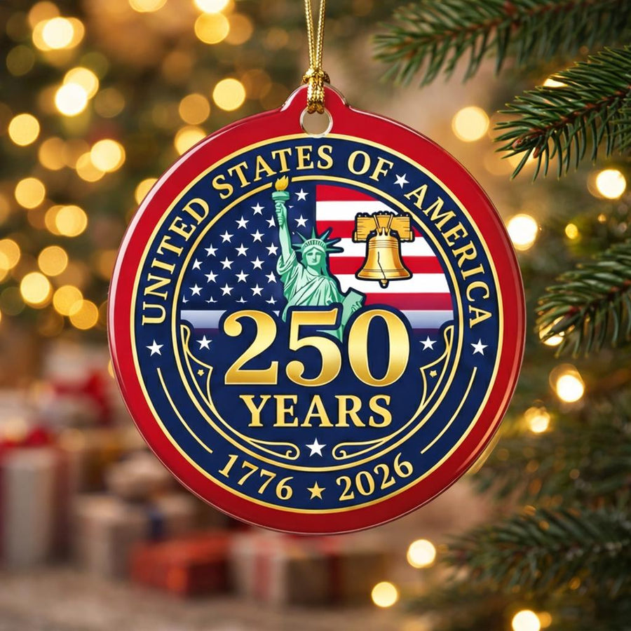 United States 250 Years Ornament, Semiquincentennial Official Style Gift, 1776-2026 Liberty Bell Decor, America 250th Keepsake