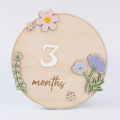 Personalized Wooden Monthly Milestone Sign, Custom Baby Milestone Marker with Interchangeable Numbers, Baby Growth Sign, Baby Shower Gift