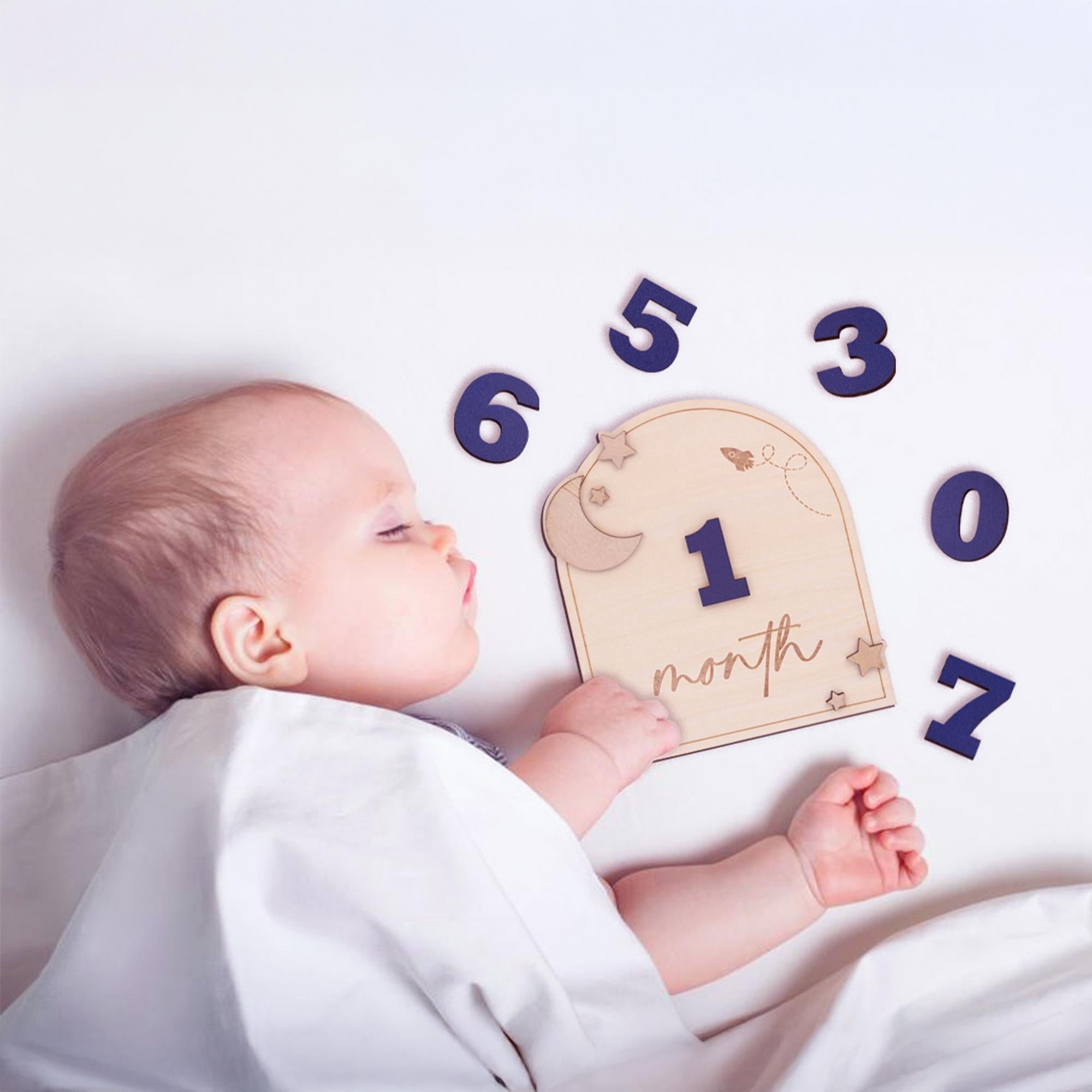 Baby Milestone Sign, Wooden Interchangeable Milestone Card, Baby Monthly Milestone Marker, Gift For Newborn, Baby Shower Gift, Nursery Decor