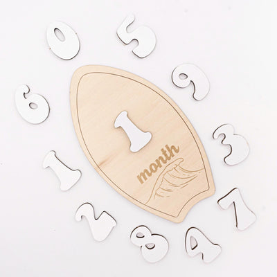 Surfboard Baby Month Milestone, Baby Milestone Sign, Beach Theme Newborn Photo Prop, Coastal Baby Monthly Milestone, Wooden Nursery Decor