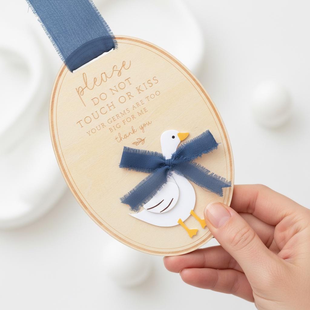 Please Do Not Touch or Kiss Baby Sign, Wooden Stroller Tag