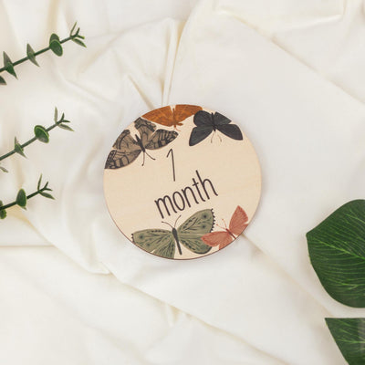 Butterfly Baby Milestone, Wooden Monthly Milestone, Boho Newborn Keepsake,Baby Girl Milestone Set,Baby Milestone Photo Props,Milestone Card