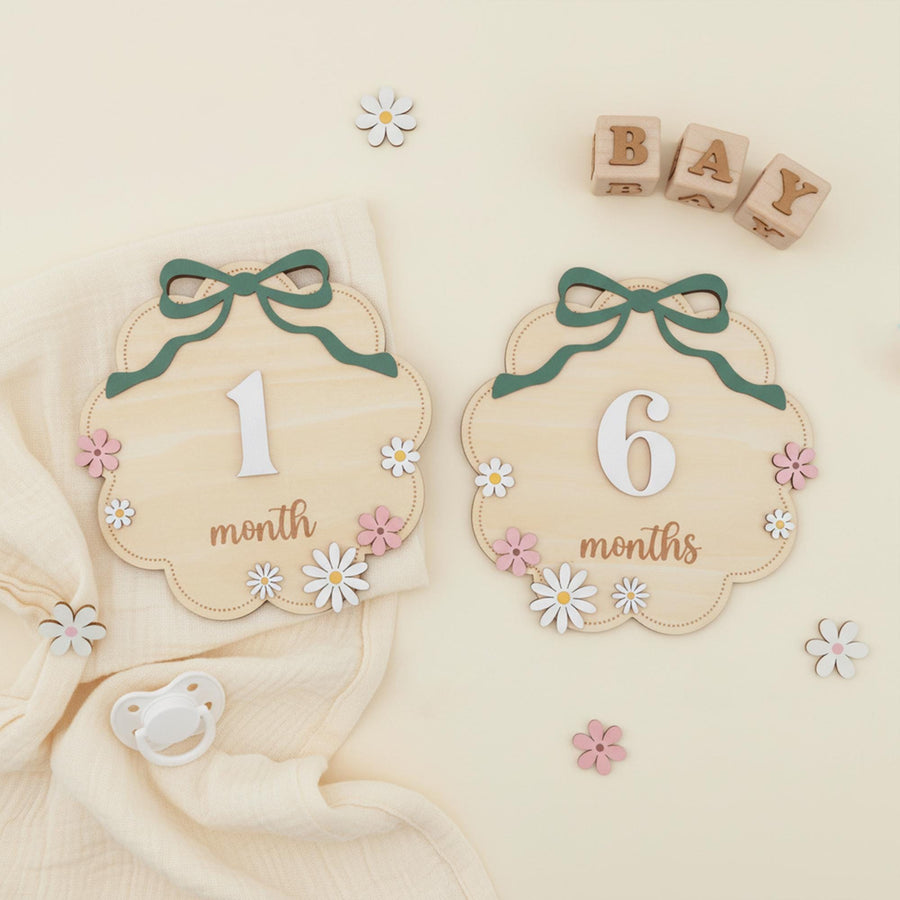 Wooden Baby Milestone Photo Props with Numbers 1–12 Months