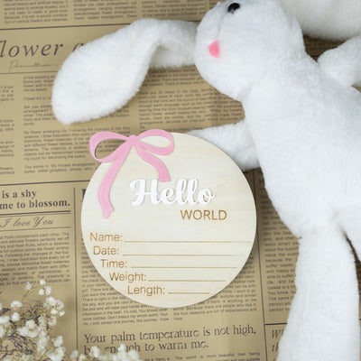Hello World Baby Announcement Sign, Baby Girl Birth Announcement Sign, Baby Girl Name Sign, Newborn Photo Prop, Baby Shower Gift Keepsake