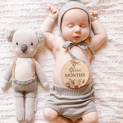 Wooden Baby Milestone Discs Set, Floral Monthly Photo Props For Baby Birl, Baby Shower Gift,Monthly Milestone  Signs,Monthly Signs Baby Girl