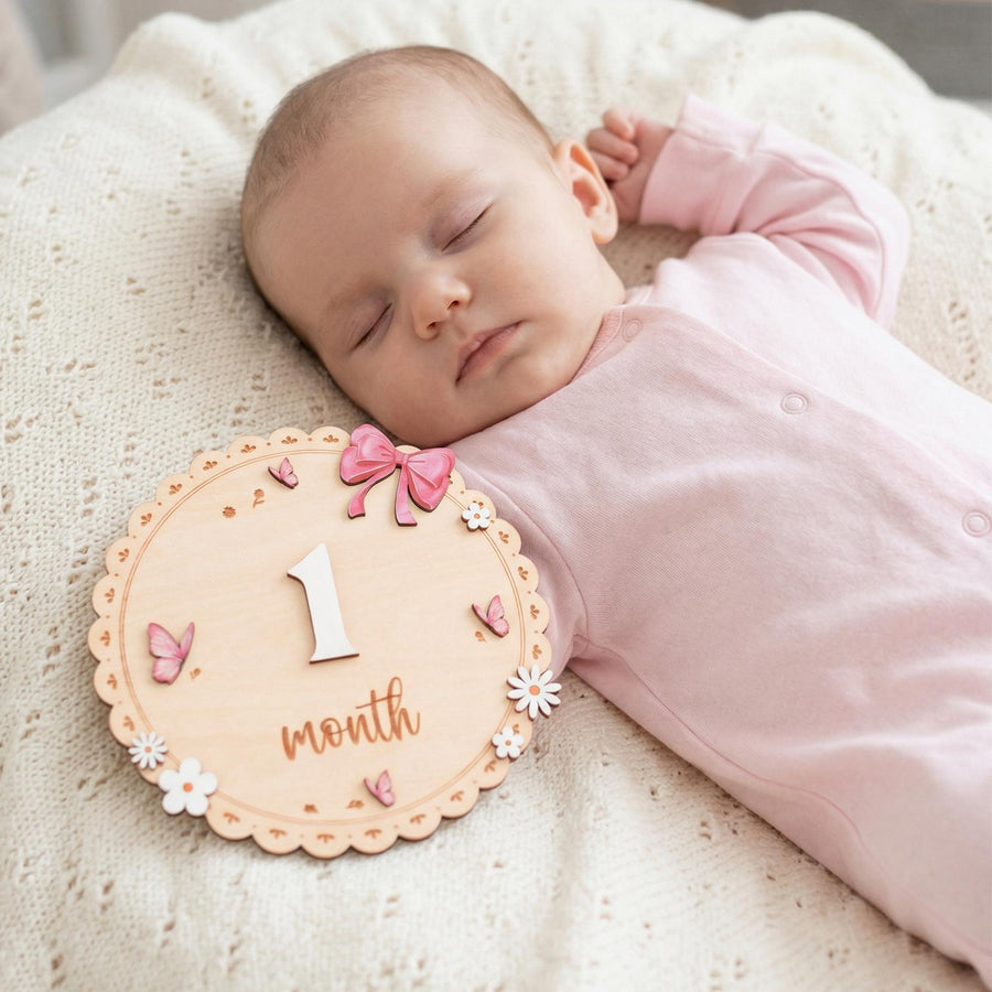 Baby Monthly Milestone Sign Set with Numbers 0-9 Double Sided Month Months 1-12 Months Baby Photo Prop First Year