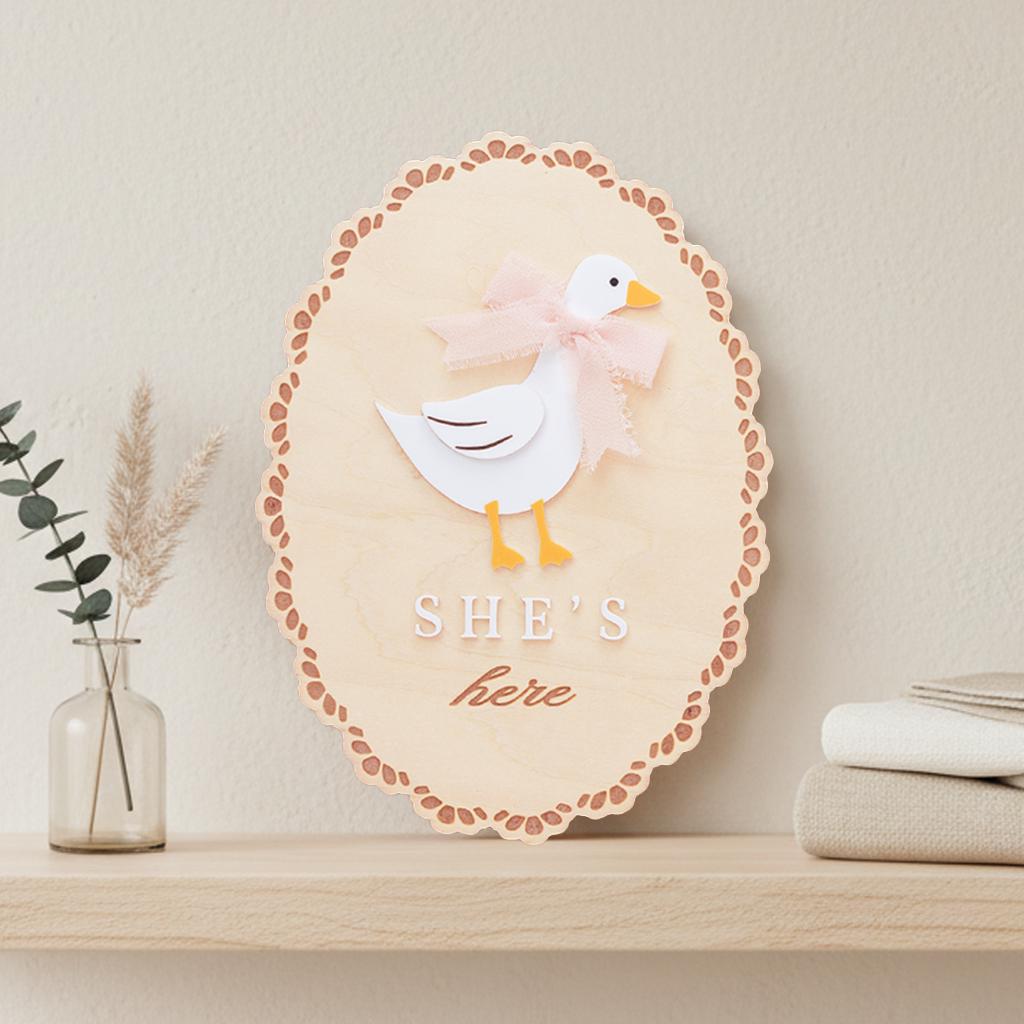 She’s Here Wooden Baby Announcement Sign, Newborn Nursery Decor